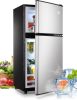 KRIB BLING 3.5Cu.Ft Compact Refrigerator Mini Fridge with Freezer, Small Refrigerator with 2 Door, 7 Level Thermostat Removable Shelves for Kitchen, D