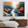 Hand Painted Oil Painting Original Landscape Oil Painting On Canvas Large Textured Wall Art Abstract Nature River Painting Modern Home Decor Bedroom W