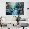 Hand Painted Oil Painting Original Landscape Oil Painting On Canvas Large Textured Wall Art Abstract Nature River Painting Modern Home Decor Bedroom W