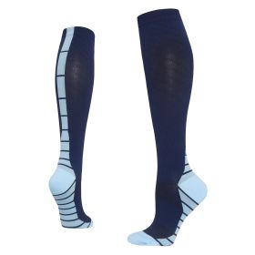 Athletic Stockings Fitness Compression Stockings Outdoor Running (Option: Black And Blue-XXL)