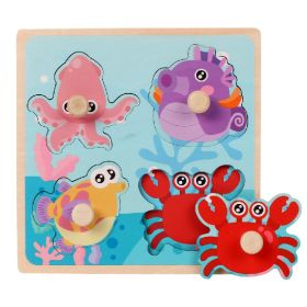 Wooden Children's Dowel Pin Hand Holding Puzzle Board Toys (Option: Ocean)