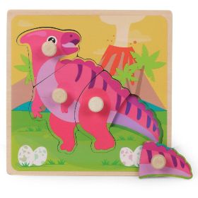 Wooden Children's Dowel Pin Hand Holding Puzzle Board Toys (Option: Parasaurolophus)