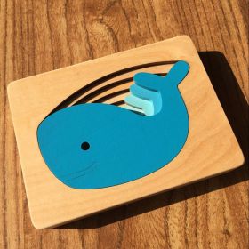 Children's Big Animal Multi-layer Thickened Wooden Puzzle Toy (Option: Whale Multi Layer Puzzle)