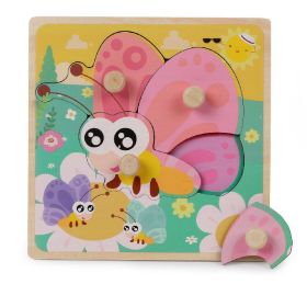 Wooden Children's Dowel Pin Hand Holding Puzzle Board Toys (Option: Butterfly)