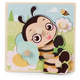 Wooden Children's Dowel Pin Hand Holding Puzzle Board Toys (Option: Bee)